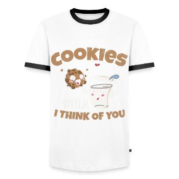Wenn Ich Meine Kekse In Meine Milch Stecke, Bin - Männer Kontrast-T-Shirt - Weiß/Schwarz - Vorne - AI Model Female 172 light (172cm) & AI Model Male 178 dark (178cm)