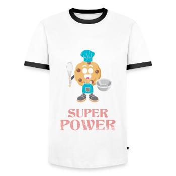 Baking is my superpower for baking or baking - Men's Ringer Shirt - white/black - Front - AI Model Female 172 light (172cm) & AI Model Male 178 dark (178cm)