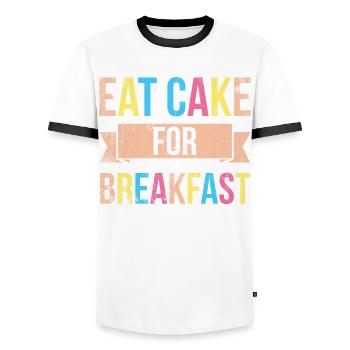 Mangez des gâteaux pour le petit-déjeuner pour les boulangers ou - T-shirt contrasté Homme - blanc/noir - Devant - AI Model Female 172 light (172cm) & AI Model Male 178 dark (178cm)