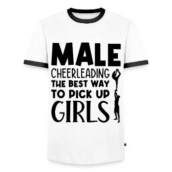 Male Cheerleading The Best Way To Pick Up Girls Sp - Männer Kontrast-T-Shirt - Weiß/Schwarz - Vorne - AI Model Female 172 light (172cm) & AI Model Male 178 dark (178cm)