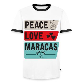 Peace Love Maracas Music Instrument - Männer Kontrast-T-Shirt - Weiß/Schwarz - Vorne - AI Model Female 172 light (172cm) & AI Model Male 178 dark (178cm)