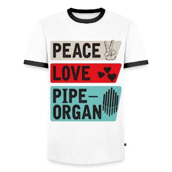 Peace Love Pipeorgan Music Instrument - Männer Kontrast-T-Shirt - Weiß/Schwarz - Vorne - AI Model Female 172 light (172cm) & AI Model Male 178 dark (178cm)