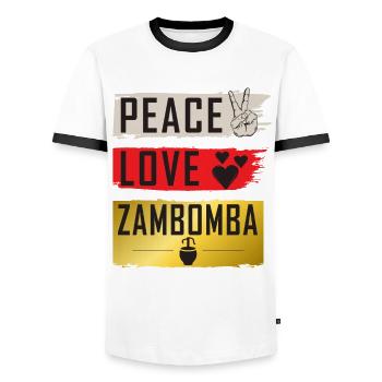 Peace Love Zambomba Musique portugaise - T-shirt contrasté Homme - blanc/noir - Devant - AI Model Female 172 light (172cm) & AI Model Male 178 dark (178cm)