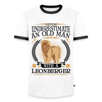 Leonberger Old Man - Men's Ringer Shirt - white/black - Front - AI Model Female 172 light (172cm) & AI Model Male 178 dark (178cm)