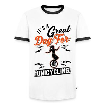Bonne journée pour les filles monocycles monocycle - T-shirt contrasté Homme - blanc/noir - Devant - AI Model Female 172 light (172cm) & AI Model Male 178 dark (178cm)