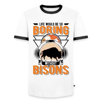 Buffalo Gift Bison Water Buffalo Buffalo - Men's Ringer Shirt - white/black - Front - AI Model Female 172 light (172cm) & AI Model Male 178 dark (178cm)