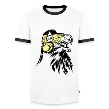 Eagle avec des écouteurs et des lunettes de soleil cool - T-shirt contrasté Homme - blanc/noir - Devant - AI Model Female 172 light (172cm) & AI Model Male 178 dark (178cm)