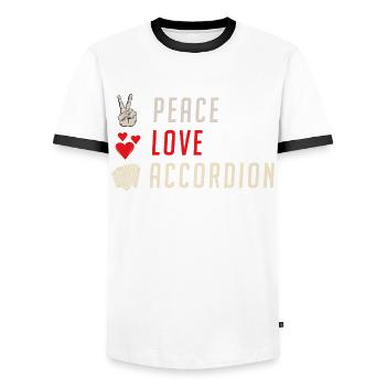 Peace Love Accordion Air Accordion - Männer Kontrast-T-Shirt - Weiß/Schwarz - Vorne - AI Model Female 172 light (172cm) & AI Model Male 178 dark (178cm)