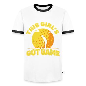 Dieses Mädchen Bekam Spiel-golfspieler-golfspieler - Männer Kontrast-T-Shirt - Weiß/Schwarz - Vorne - AI Model Female 172 light (172cm) & AI Model Male 178 dark (178cm)