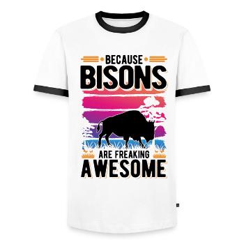 Buffalo Gift Bison Water Buffalo Buffalo - Men's Ringer Shirt - white/black - Front - AI Model Female 172 light (172cm) & AI Model Male 178 dark (178cm)