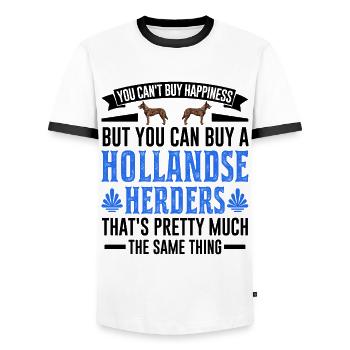 Hollandse Herder Hollandse Herderdshond - Men's Ringer Shirt - white/black - Front - AI Model Female 172 light (172cm) & AI Model Male 178 dark (178cm)