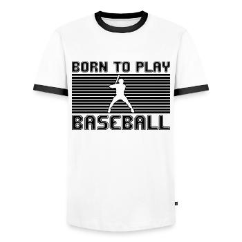 Baseball - Men's Ringer Shirt - white/black - Front - AI Model Female 172 light (172cm) & AI Model Male 178 dark (178cm)