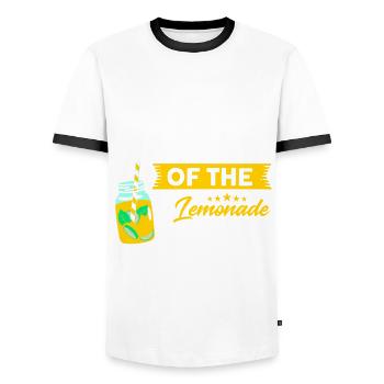 Jus de citron Jus de citron Limonade - T-shirt contrasté Homme - blanc/noir - Devant - AI Model Female 172 light (172cm) & AI Model Male 178 dark (178cm)