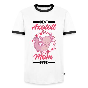Best Axolotl Mom Ever Axolotl Mama - Men's Ringer Shirt - white/black - Front - AI Model Female 172 light (172cm) & AI Model Male 178 dark (178cm)