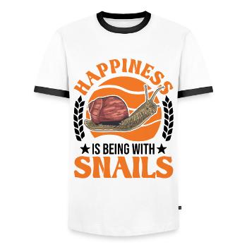 Happiness is being with Snails Snail - Men's Ringer Shirt - white/black - Front - AI Model Female 172 light (172cm) & AI Model Male 178 dark (178cm)
