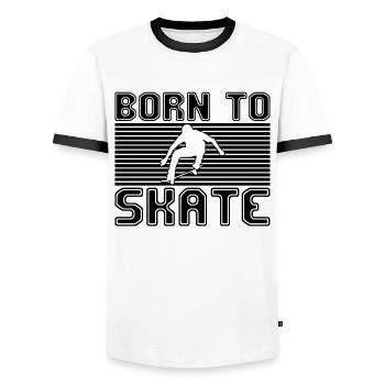 patinage - T-shirt contrasté Homme - blanc/noir - Devant - AI Model Female 172 light (172cm) & AI Model Male 178 dark (178cm)