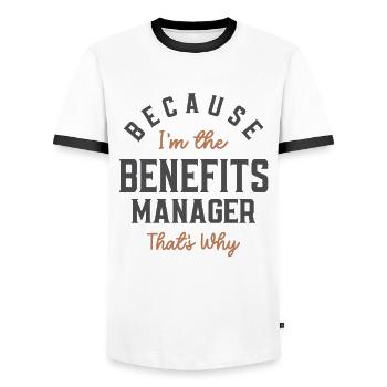 Benefits Manager Job Occupation - Men's Ringer Shirt - white/black - Front - AI Model Female 172 light (172cm) & AI Model Male 178 dark (178cm)