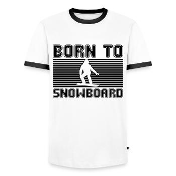 Snowboarden - Männer Kontrast-T-Shirt - Weiß/Schwarz - Vorne - AI Model Female 172 light (172cm) & AI Model Male 178 dark (178cm)