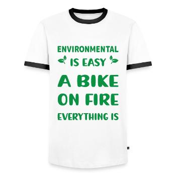 Environmental Social Worker Job Environmentalist - Men's Ringer Shirt - white/black - Front - AI Model Female 172 light (172cm) & AI Model Male 178 dark (178cm)