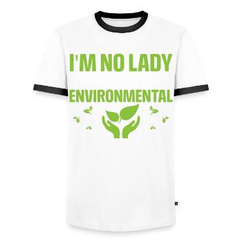 I'm No Lady I'm An Environmental Social Worker - Männer Kontrast-T-Shirt - Weiß/Schwarz - Vorne - AI Model Female 172 light (172cm) & AI Model Male 178 dark (178cm)