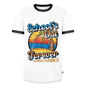 Schools Out Forever, Lehrer im Ruhestand. - Männer Kontrast-T-Shirt - Weiß/Schwarz - Vorne - AI Model Female 172 light (172cm) & AI Model Male 178 dark (178cm)