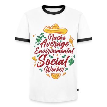 Nacho Travailleur social environnemental moyen Mexicain - T-shirt contrasté Homme - blanc/noir - Devant - AI Model Female 172 light (172cm) & AI Model Male 178 dark (178cm)