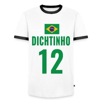 Brasilien Saufnamen Fußball Sauf Trikot - Männer Kontrast-T-Shirt - Weiß/Schwarz - Vorne - AI Model Female 172 light (172cm) & AI Model Male 178 dark (178cm)