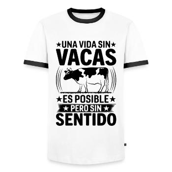 Cadeau De Vache Drôle - T-shirt contrasté Homme - blanc/noir - Devant - AI Model Female 172 light (172cm) & AI Model Male 178 dark (178cm)