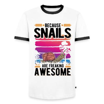 Because Snails are freaking awesome snail - Men's Ringer Shirt - white/black - Front - AI Model Female 172 light (172cm) & AI Model Male 178 dark (178cm)