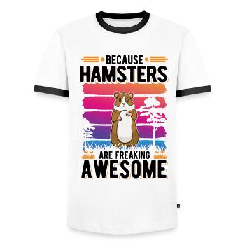 Hamster Cadeau Hamster Doré Hamster Nain Hamster - T-shirt contrasté Homme - blanc/noir - Devant - AI Model Female 172 light (172cm) & AI Model Male 178 dark (178cm)