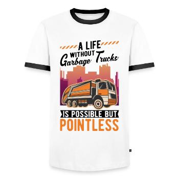 Müllmann Gift Garbage Collection Garbage Truck - Men's Ringer Shirt - white/black - Front - AI Model Female 172 light (172cm) & AI Model Male 178 dark (178cm)