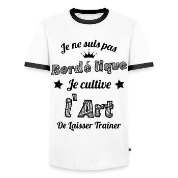 Pas Bordélique l'art De Laisser Traîner Humour - T-shirt contrasté Homme - blanc/noir - Devant - AI Model Female 172 light (172cm) & AI Model Male 178 dark (178cm)