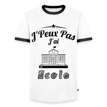 JE PEUX PAS J'AI ÉCOLE - T-shirt contrasté Homme - blanc/noir - Devant - AI Model Female 172 light (172cm) & AI Model Male 178 dark (178cm)