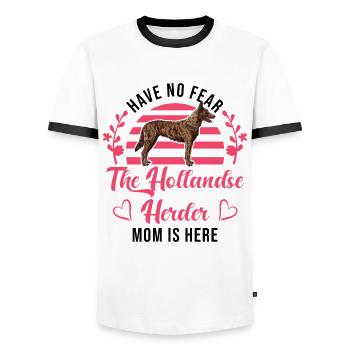 Hollandse Herder Mama Hollandse Herderdshond - Men's Ringer Shirt - white/black - Front - AI Model Female 172 light (172cm) & AI Model Male 178 dark (178cm)