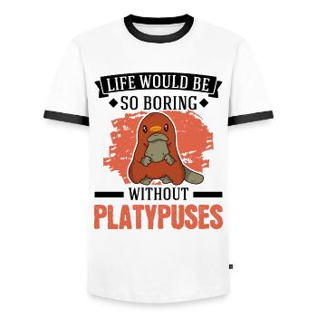 Platypus Gift Platypus - Men's Ringer Shirt - white/black - Front - AI Model Female 172 light (172cm) & AI Model Male 178 dark (178cm)