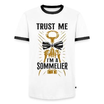 Sommelier Wine Drinking Tasting - Männer Kontrast-T-Shirt - Weiß/Schwarz - Vorne - AI Model Female 172 light (172cm) & AI Model Male 178 dark (178cm)