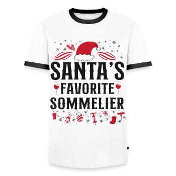 Sommelier Wine Drinking Tasting - Männer Kontrast-T-Shirt - Weiß/Schwarz - Vorne - AI Model Female 172 light (172cm) & AI Model Male 178 dark (178cm)