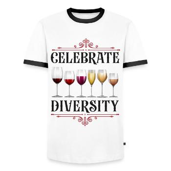 Sommelier Wine Drinking Tasting - Männer Kontrast-T-Shirt - Weiß/Schwarz - Vorne - AI Model Female 172 light (172cm) & AI Model Male 178 dark (178cm)