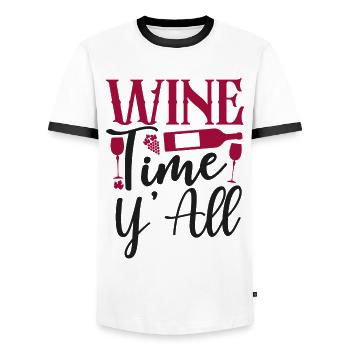 Sommelier Wine Drinking Tasting - Männer Kontrast-T-Shirt - Weiß/Schwarz - Vorne - AI Model Female 172 light (172cm) & AI Model Male 178 dark (178cm)
