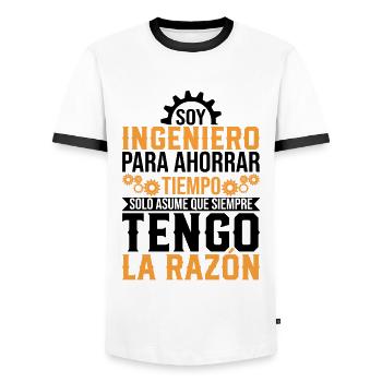 Je Suis Un Ingénieur J'ai Toujours Raison - T-shirt contrasté Homme - blanc/noir - Devant - AI Model Female 172 light (172cm) & AI Model Male 178 dark (178cm)