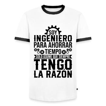 Je Suis Un Ingénieur J'ai Toujours Raison - T-shirt contrasté Homme - blanc/noir - Devant - AI Model Female 172 light (172cm) & AI Model Male 178 dark (178cm)