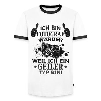 Fotografen - Ich Bin Fotograf Weil ich ein geiler - Männer Kontrast-T-Shirt - Weiß/Schwarz - Vorne - AI Model Female 172 light (172cm) & AI Model Male 178 dark (178cm)