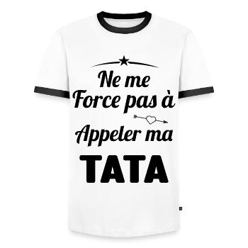 force pas à appeler ma tata Cadeau - T-shirt contrasté Homme - blanc/noir - Devant - AI Model Female 172 light (172cm) & AI Model Male 178 dark (178cm)