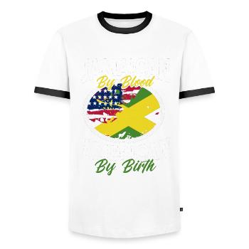 Jamaica Jamaican Pride Jamaican Flag - Men's Ringer Shirt - white/black - Front - AI Model Female 172 light (172cm) & AI Model Male 178 dark (178cm)