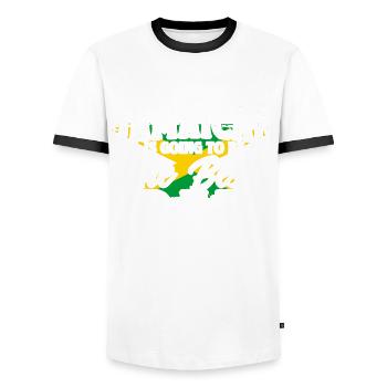 Jamaica Jamaican Pride Jamaican Flag - Men's Ringer Shirt - white/black - Front - AI Model Female 172 light (172cm) & AI Model Male 178 dark (178cm)
