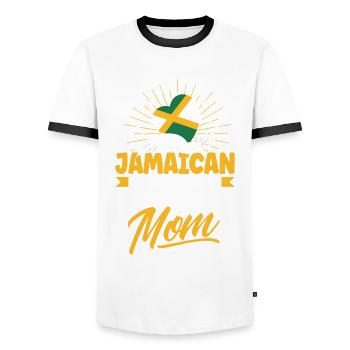 Jamaïque Jamaican Pride Drapeau jamaïcain - T-shirt contrasté Homme - blanc/noir - Devant - AI Model Female 172 light (172cm) & AI Model Male 178 dark (178cm)