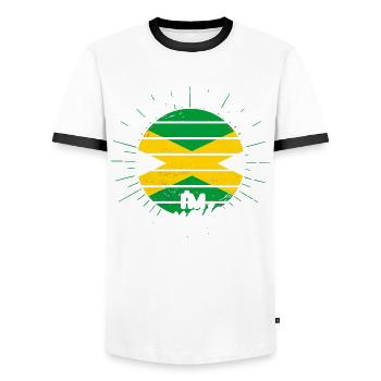 Jamaica Jamaican Pride Jamaican Flag - Men's Ringer Shirt - white/black - Front - AI Model Female 172 light (172cm) & AI Model Male 178 dark (178cm)