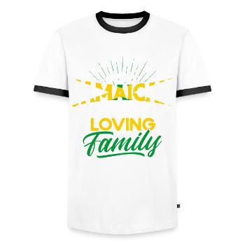 Jamaica Jamaican Pride Jamaican Flag - Men's Ringer Shirt - white/black - Front - AI Model Female 172 light (172cm) & AI Model Male 178 dark (178cm)