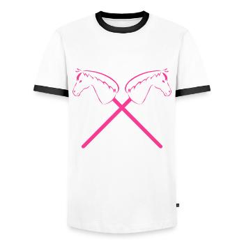 Hobby Horse Steckenpferd Witz Hobbyhorse - Männer Kontrast-T-Shirt - Weiß/Schwarz - Vorne - AI Model Female 172 light (172cm) & AI Model Male 178 dark (178cm)