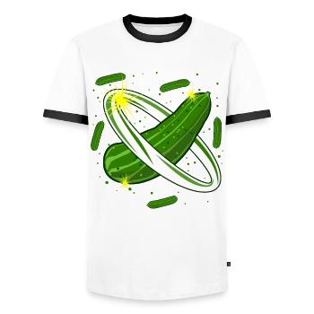 Gurke Weltraum Gurken - Männer Kontrast-T-Shirt - Weiß/Schwarz - Vorne - AI Model Female 172 light (172cm) & AI Model Male 178 dark (178cm)